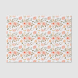 Papel De Seda Laranja Floral Pêssego 
