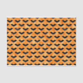 PAPEL DE SEDA LARANJA HALLOWEEN COM BATAS PRETAS