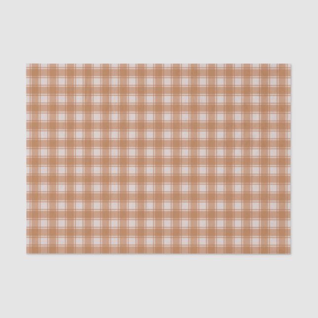 Papel De Seda Laranja no Cream Gingham Xadrez Buffalo Checker (Frente )