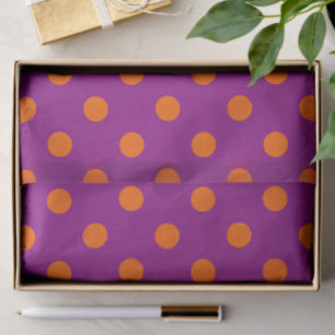 Papel De Seda Laranja No Design De Padrão De Bolinhas Roxo