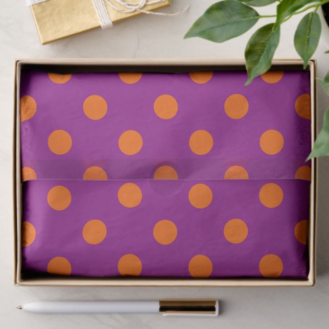 Papel De Seda Laranja No Design De Padrão De Bolinhas Roxo (Criador carregado)
