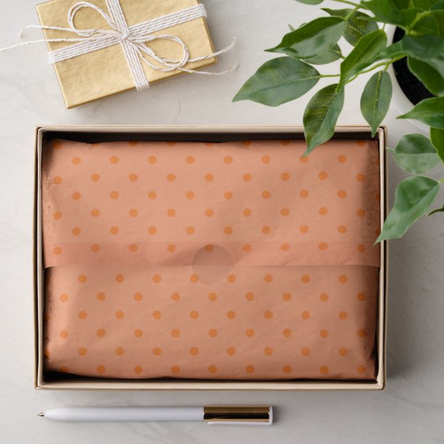 Papel De Seda Laranja Pálido Com Bolinhas Laranja (Presente)