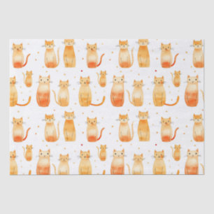 Papel De Seda Laranja Pontos e Gatos Saco Médio de Presente
