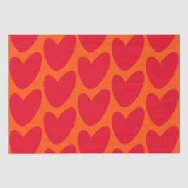 Papel De Seda Laranja retrô com Corações Vermelhos Groovy