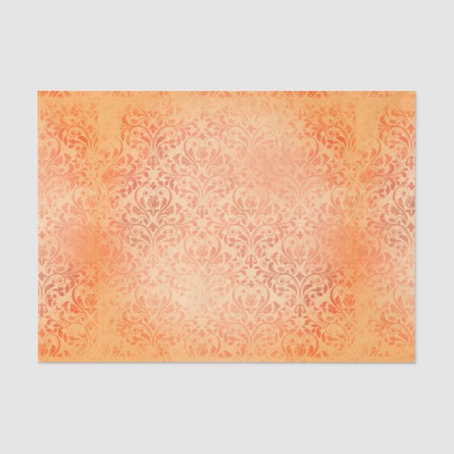Papel De Seda Laranja Vintage Damasko (Frente )