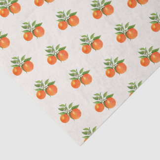 Papel De Seda laranjas em aquarela estilo vintage em ecru