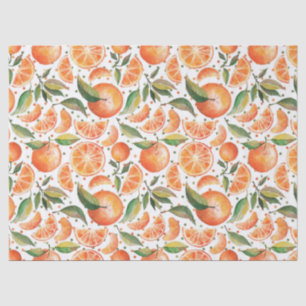 Papel De Seda Laranjas Fruta Citrinos Folhas Verdes Brancas