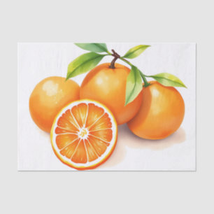 Papel De Seda Laranjas Vibrantes de Aquarela