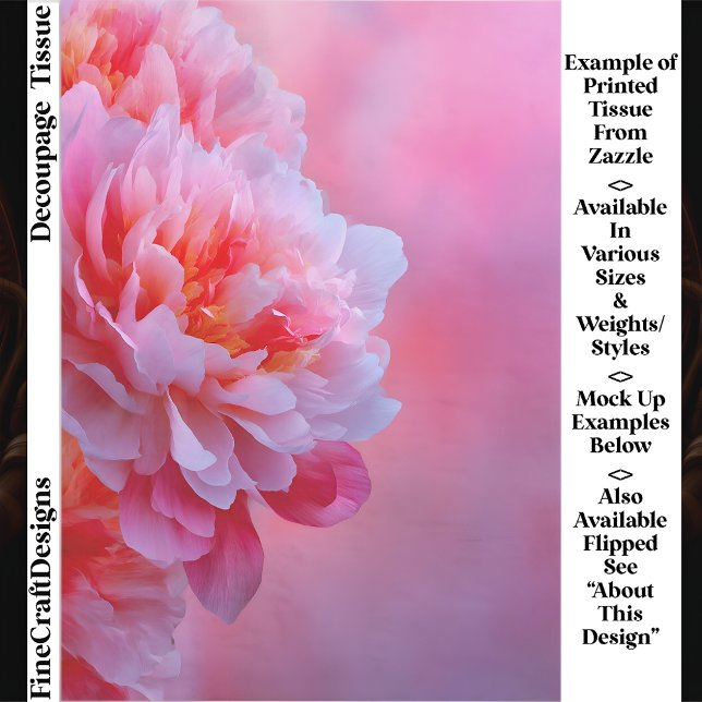 Papel De Seda Large Beautiful Pink Peony Flower EY9L Decoupage (Criador carregado)