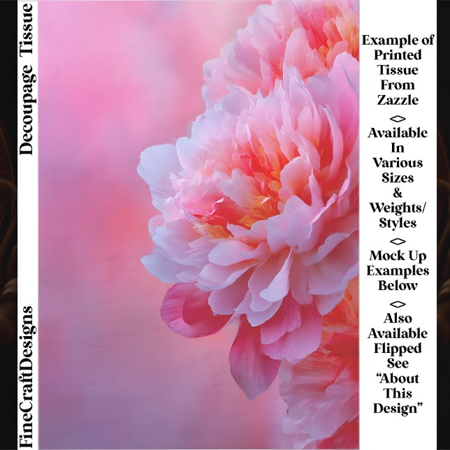 Papel De Seda Large Beautiful Pink Peony Flower EY9R Decoupage (Criador carregado)