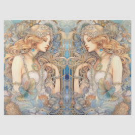 Papel De Seda Large Pastel Watercolor Floral Mermaid Decoupage