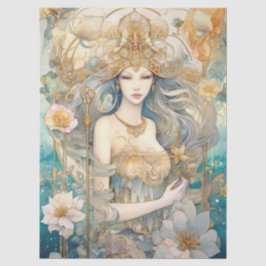 Papel De Seda Large Pastel Watercolor Floral Mermaid Decoupage