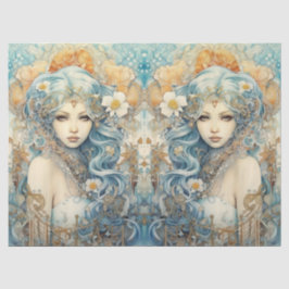 Papel De Seda Large Pastel Watercolor Floral Mermaid Decoupage