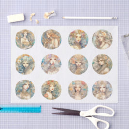 Papel De Seda Large Pastel Watercolor Floral Mermaid Decoupage