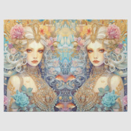 Papel De Seda Large Pastel Watercolor Floral Mermaid Decoupage