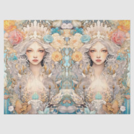 Papel De Seda Large Pastel Watercolor Floral Mermaid Decoupage