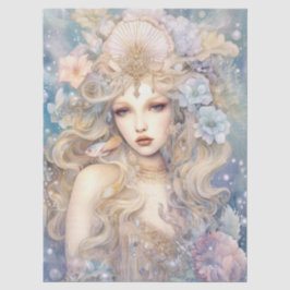 Papel De Seda Large Pastel Watercolor Floral Mermaid Decoupage