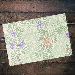 Papel De Seda Larkspur William Morrs Green Red Purple Floral