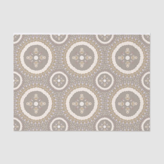 Papel De Seda Latte Beige Elegante Ornamental Floral (Frente )