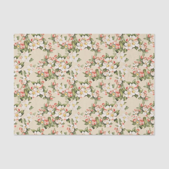 Papel De Seda Latte Beige Floral Elegante (Frente )