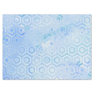 Papel De Seda Lavagem Geométrica Hexagonal de Pastel Azul