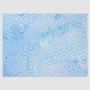 Papel De Seda Lavagem Geométrica Hexagonal de Pastel Azul