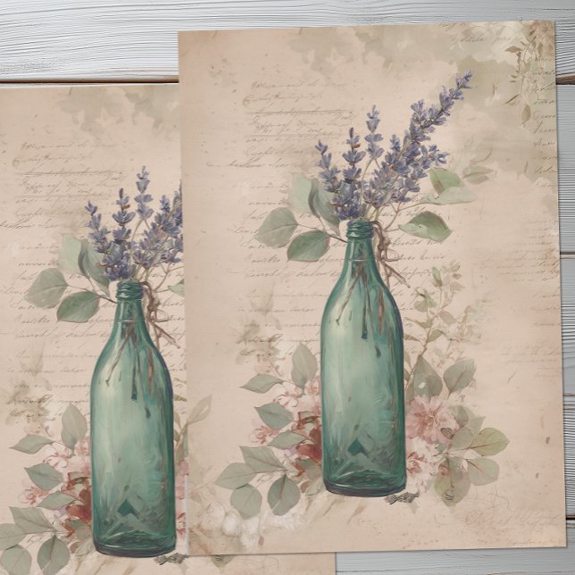 Papel De Seda Lavanda Botânica Antiga (Vintage French Lavender Tissue Paper)