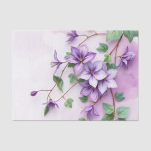 Papel De Seda Lavanda Clematis Vine Watercolor