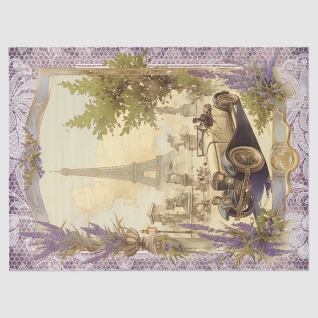 Papel De Seda Lavanda da Torre Eiffel Francesa (Frente )