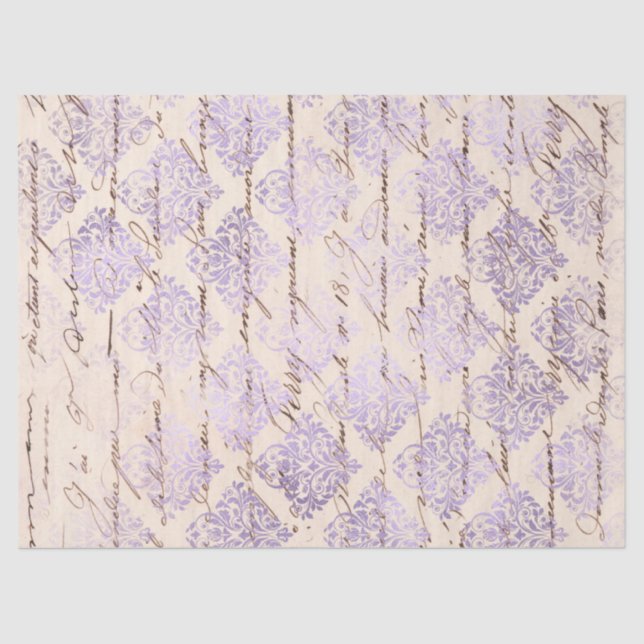 Papel De Seda Lavanda Damask com a página de Escrevendo (Frente )