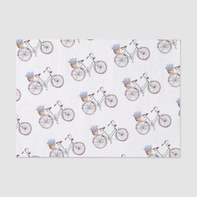 Papel De Seda Lavanda de Bicicleta Russo Azul Floral (Frente )