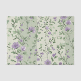 Papel De Seda Lavanda e Design Botânica Verde
