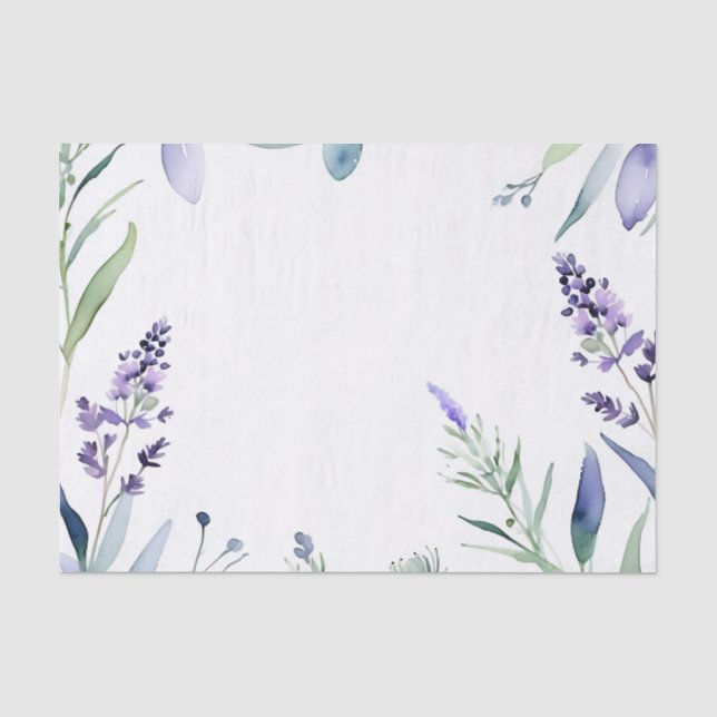 Papel De Seda Lavanda E Eucalyptus Watercolor (Frente )