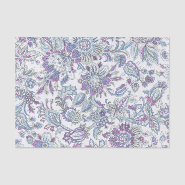 Papel De Seda Lavanda e Impressão azul claro (Frente )