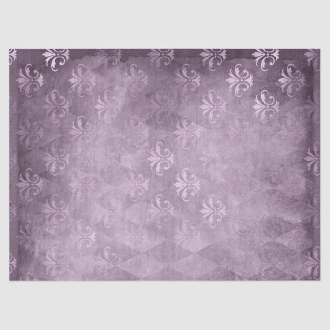 Papel De Seda Lavanda Fleur de Lis Damask Decoupage (Frente )