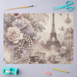 Papel De Seda Lavanda Francesa Romântica, Eifel & Pérolas Decoup