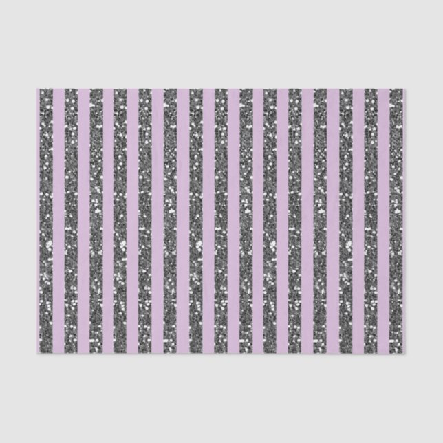 Papel De Seda Lavanda Lilac Purple Silver Glitter Striter Party (Frente )