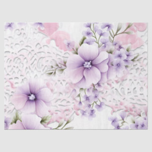 Papel De Seda Lavanda Vitoriana Florais e Lace Decoupage