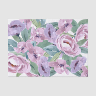 Papel De Seda Lavendar Rosas de Aquarela Roxo Flores