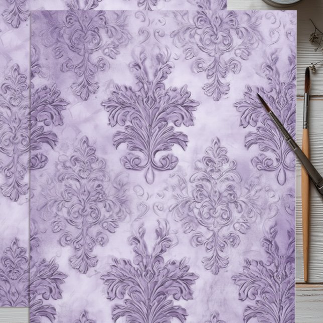 Papel De Seda Lavender Baroque Scroll  (Purple Lavender Baroque Tissue Paper)