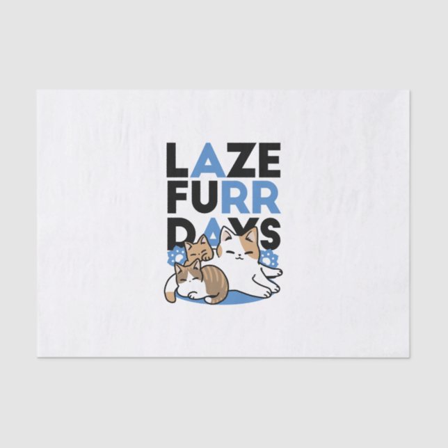 Papel De Seda Lazer - Design de Gatos Preguiçosos (Frente )