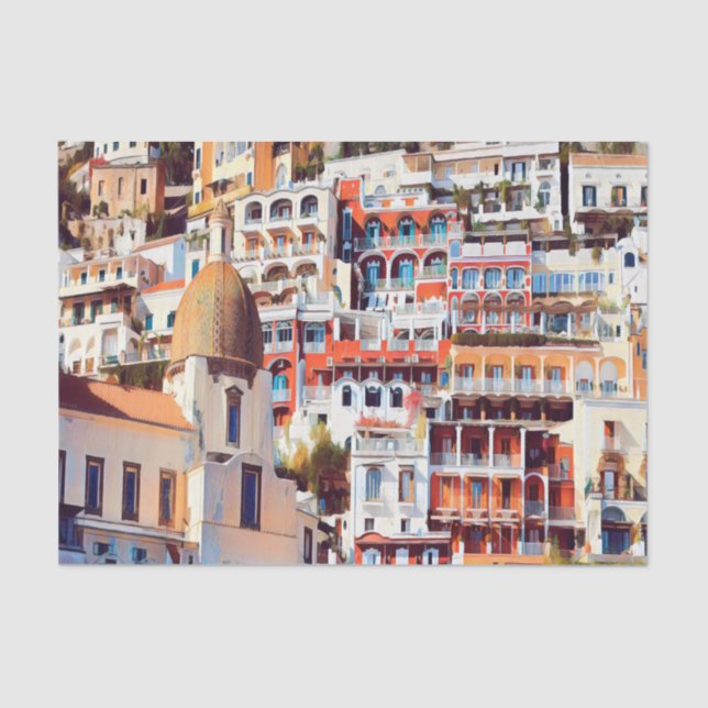 Papel De Seda ldp POSITANO - cidade - Papais noeis da igreja Mar (Frente )