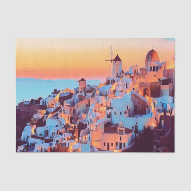 Papel De Seda ldp SANTORINI - panorama - à noite - (Frente )