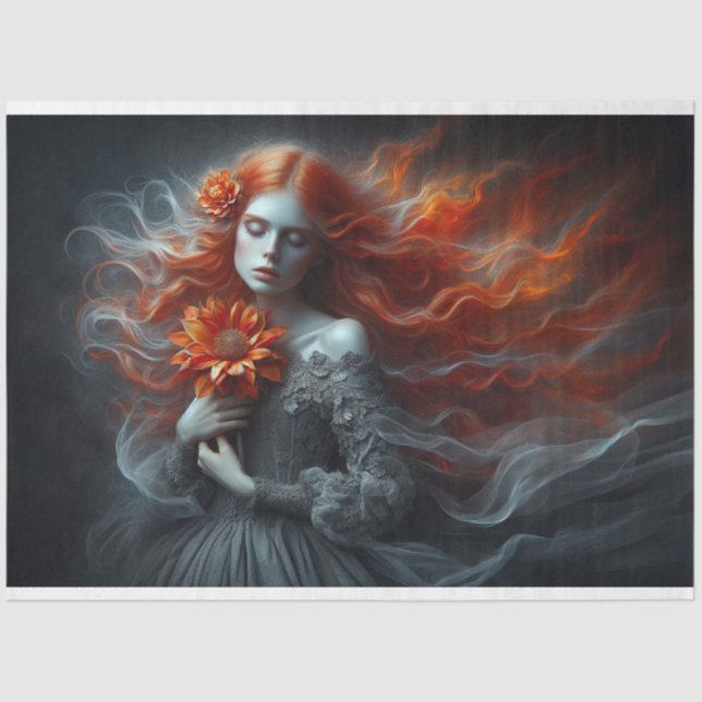 Papel De Seda Le Femme Red Haired Beauance Romance Fleur Decoupa (Frente )