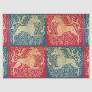 Papel De Seda Leão BESTIÁRIO MEDIEVAL Como Besta Vermelha Azul