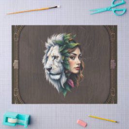 Papel De Seda Leão Branco e Mulher