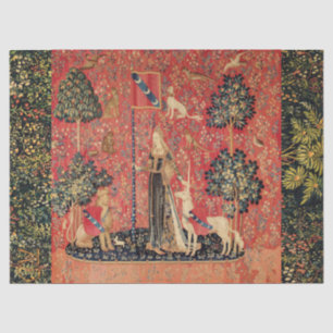 Papel De Seda Leão da SENHORA E do UNICÓRNIO, flores da