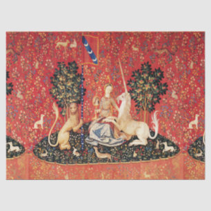 Papel De Seda Leão da SENHORA E do UNICÓRNIO, flores da