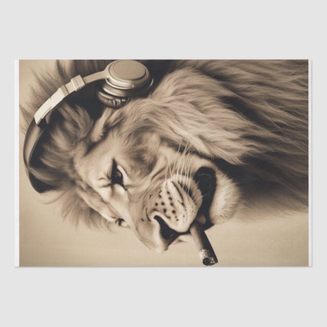 Papel De Seda Leão legal com fones de ouvido Separação/tecido Fu (Frente )