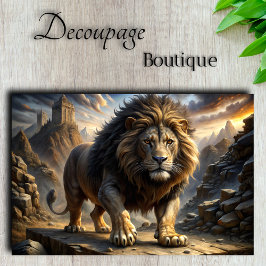 Papel De Seda Leão Majestoso de Fantasia Decoupage